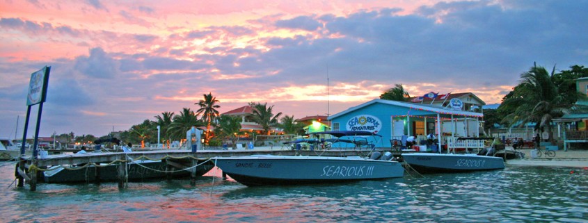 boats from serious adventures dock san pedro belize