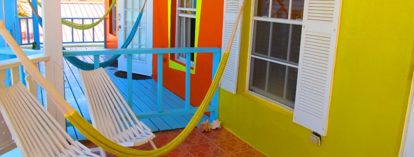 brightly colored decor of belize relaxing hotel