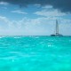 catamaran boat in the turquoise waters of the caribbean sea