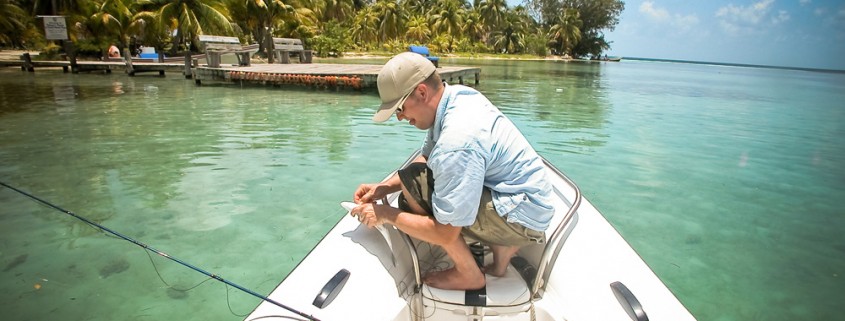 catching bonefish in belize while on charter with belize sailing vacations