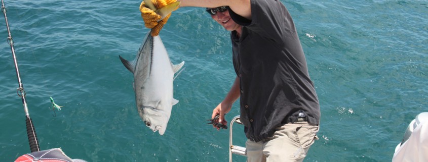 fish caught in belize off catamaran while chartering family vacation in belize