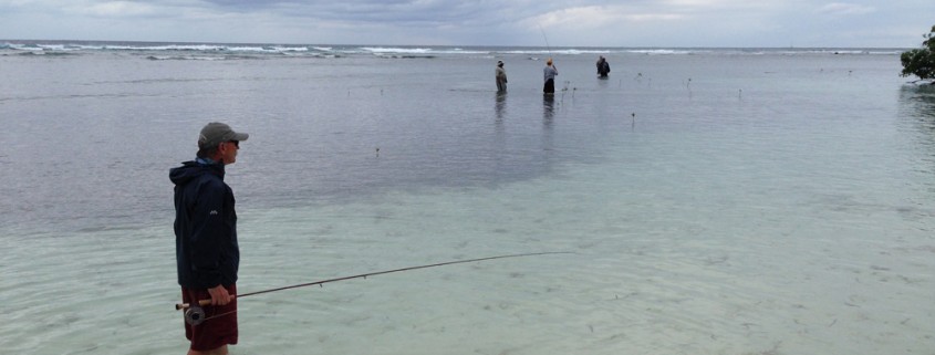 fly fishing in shallows near mangroves in belize