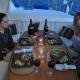 girls enjoying gourmet food on luxury catamaran while on charter