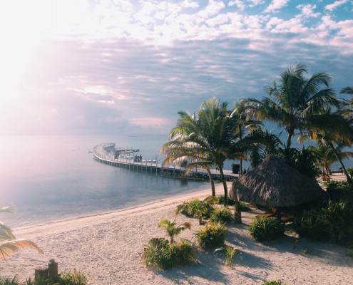 luxury resort and long dock in belize