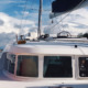 mast and cabin of luxury catamaran on charter with belize sailing vacations