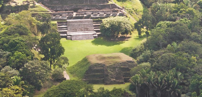 Xunantunich, Maya ruins aerial photo